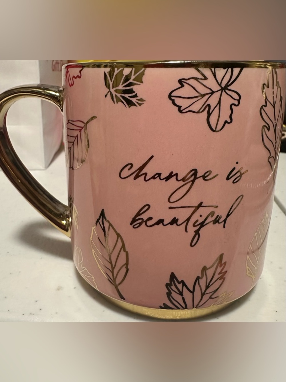 Erin Condren Pink Ceramic Mug with Gold Accents